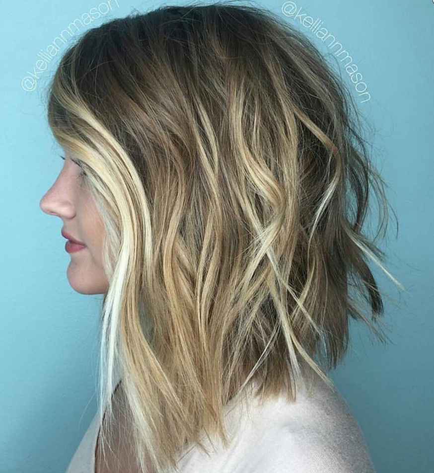 Image of Blunt lob with balayage hairstyle