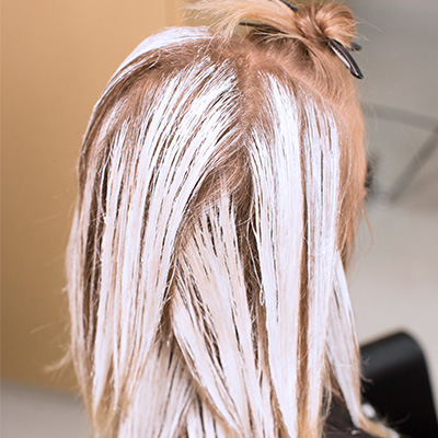 blonde hair with balayage painted on hair
