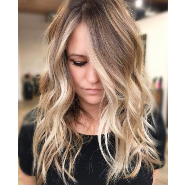 Blended balayage and babylights finished look