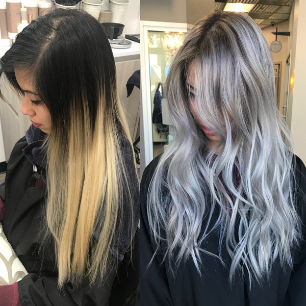 silver platinum silver-toned color correction Asian hair olaplex treatment schwarzkopf igora royal blondme redken shades eq