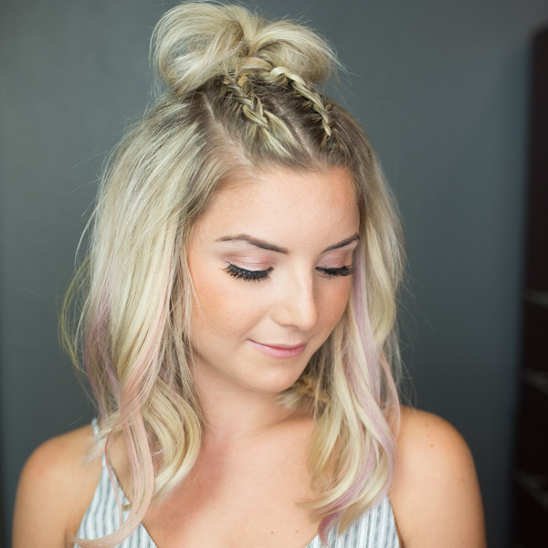 Finished look using hairtalk extensions and pops of color step by step photos