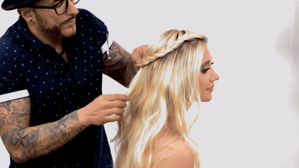 Waterfall Braid For Wedding Season and Festival Season Created by Rocky Vitelli Using CHI Haircare Products GIF Step 3