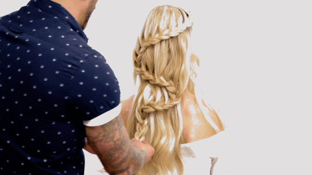 Waterfall Braid For Wedding Season and Festival Season Created by Rocky Vitelli Using CHI Haircare Products GIF Step 5