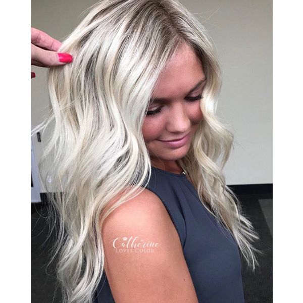 Icy Platinum Haircolor Before and After Using Moroccanoil's New Color Complete Line!