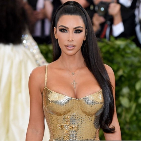 Kim Kardashian West At The Met Gala 2018 Rocking A Half-Up High Ponytail