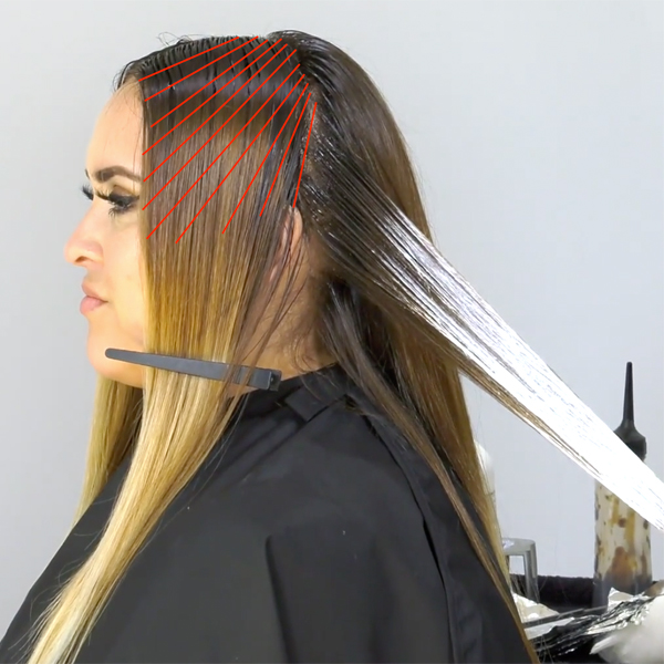 perfect hair parting for creating a money piece - money piece sectioning