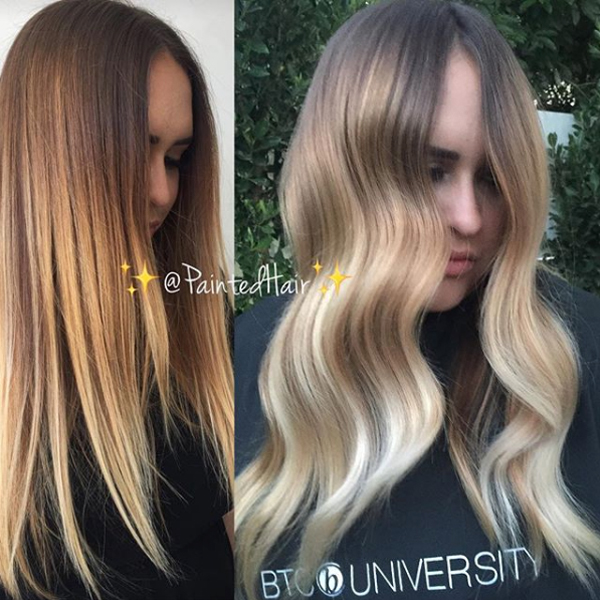 @paintedhair the perfect money piece hair painting tutorial before and after photo
