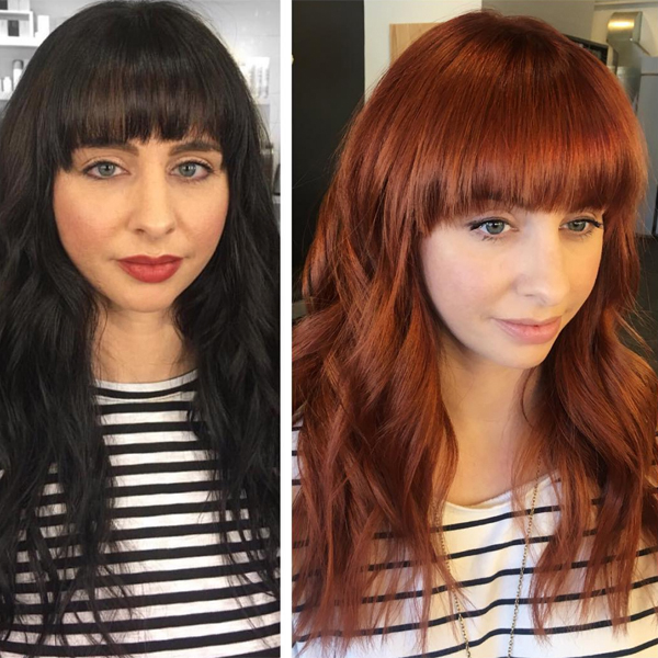 From Almost Black To Rich Red Haircolor Transformation behindthechair.com