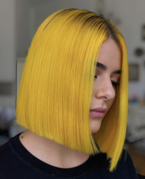 yellow fashion hair color bob by @kayla_boyer