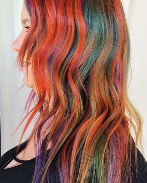 rainbow fashion hair color by @desirre_hairstylist