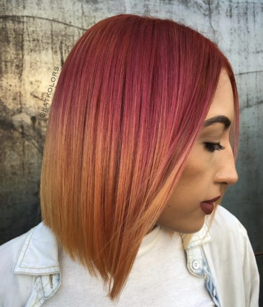 orange red blend hair color - fashion hair color by @katkolors
