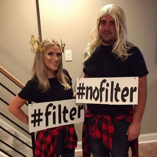 #filter #nofilter his and her halloween costume - funny meme - Behindthechair.com's Top Instagram Memes of 2018