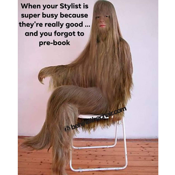 When your stylist is super busy because they're really good... and you forgot to pre-book. - funny meme - Behindthechair.com's Top Instagram Memes of 2018