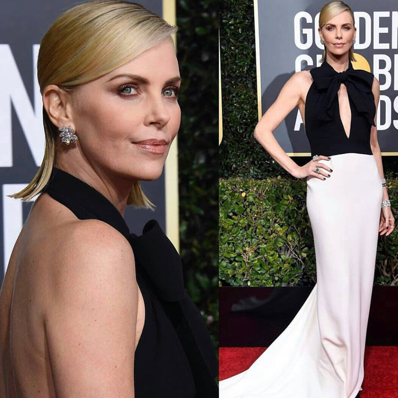 Charlize Theron Beauty Golden Globes Hair Adir Abergel Styling How To Celebrity Red Carpet Hairstyle