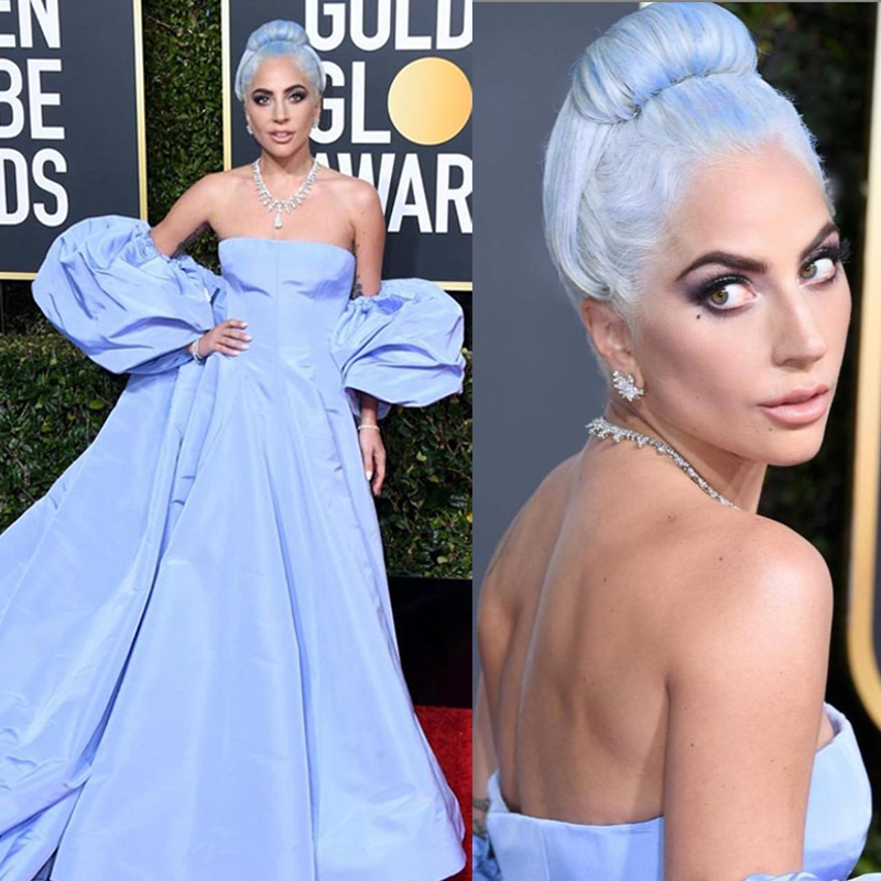 Lady Gaga New Pastel Blue Hair Color Formulas Styling Bun How To Frederic Aspiras Golden Globes 2019