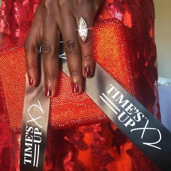 Danai Gurira wearing OPI nail polish at the Golden Globes 2019. Nails by @luxebytracylee.