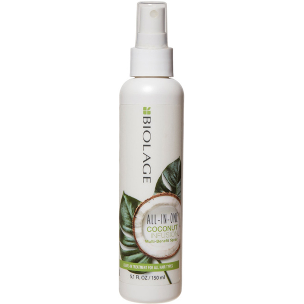 Matrix Biolage All In One Coconut Infusion Multi-Benefit Spray Product Announcement Enhance Shine Fight Frizz Heat Protectant Healthy Looking Hair