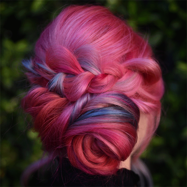 creative color, updo, after