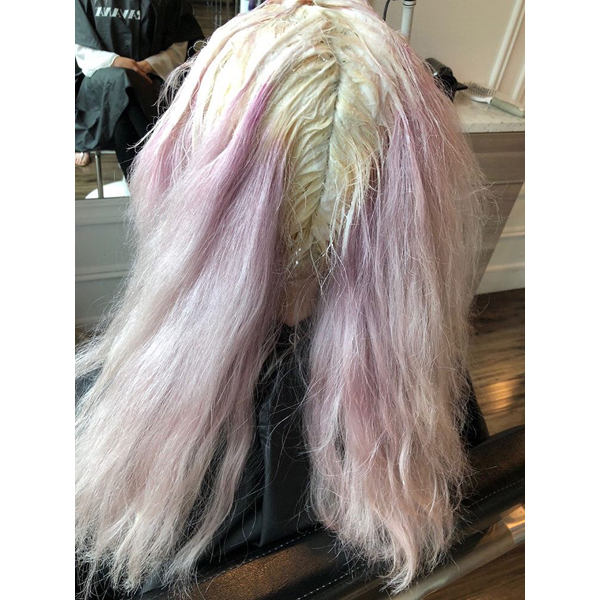 Michael Melody Lowenstein @rossmichaelssalon Pastel Pink Haircolor Formula How To PRAVANA Olaplex Pastels Barely There Shade Soft Bright Baby Pink