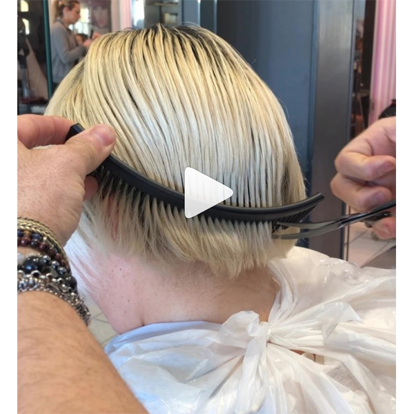 Genny D'Auria @gennydauria Well This Looks Interesting Curved Cutting Technique Bob Cut Haircut Video How To Tips Everything You Need To Know BTC Article