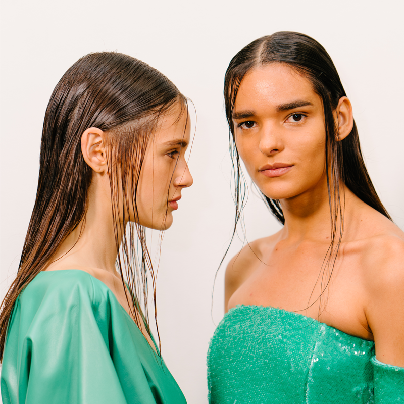 New York Fashion Week Hair Model Trend Wet Look