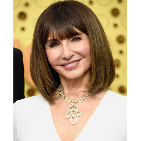 Mary Steenburgen 2019 Emmys hair blunt bob blowout with bangs