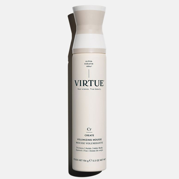 Virtue Volumizing Mousse Thickens Hair Adds Body Bounce Flexible Hold Long Lasting Style