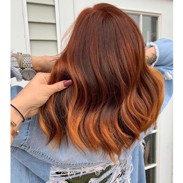 Rich Red and Copper Color Melt How To Balayage Formulas and Steps Fall Red Hair Color Trend