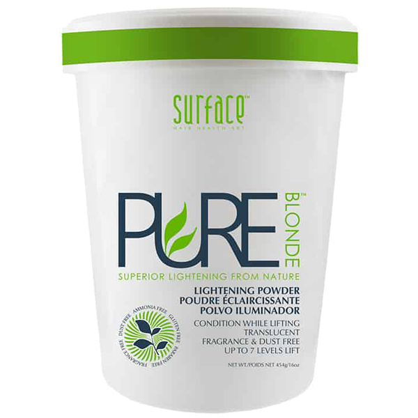 Surface Hair Health Pure Blonde Lightening Powder Superior Lightening From Nature Vegan Cruelty Free Organic Natural Condition Translucent Fragrance Free Dust Free Up To 7 Levels of Lift