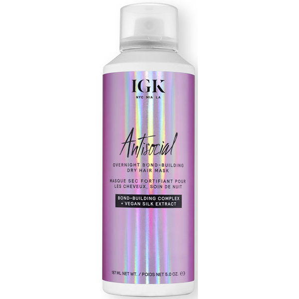 IGK Hair Antisocial Overnight Bond Building Dry Hair Mask Vegan Silk Extract Leave In Treatment Repair Soften Hair