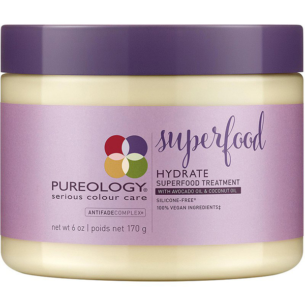 Pureology Hydrate Superfood Treatment Avocado Oil Coconut Oil Silicone Free Vegan Moisturize Soften Dry Hair