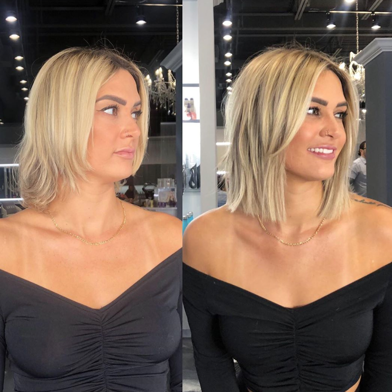 Transformation Blunt Bob with Tape In Hair extensions Hairtalk @liciebaby Alicia Iannone How To