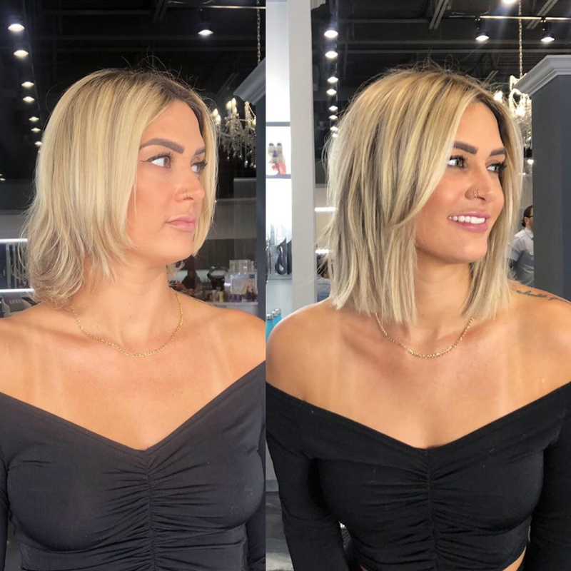 Transformation: Blunt Blonde Bob With Extensions - Behindthechair.com