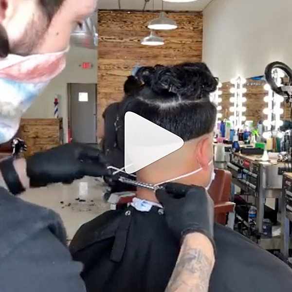 Barbers Skin Fade With Coronavirus Client's Mask On Tip Bryan Rendon American Crew