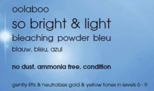 Oolaboo So Bright & Light Bleaching Powder Blue No Dust Ammonia Free Gently Lifts Neutralizes