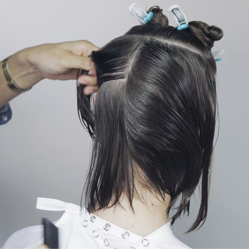 French Bob How To Cutting Tutorial Step By Step with Fringe Moroccanoil