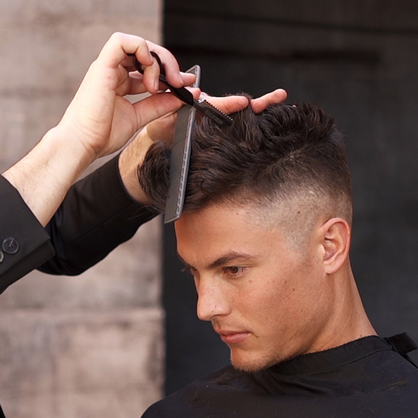 American Crew Paul Wilson @paulwilsoncrew Pompadour Fade How To Step By Step Men's Haircut Barbering Men's Styling