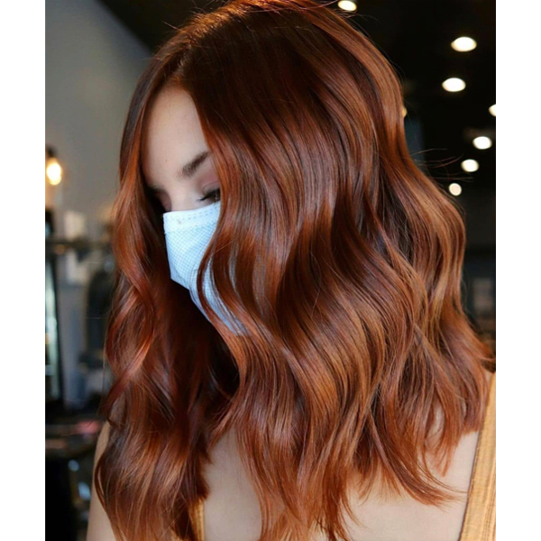 rich copper balayage transformation toning reds using redken shades eq @kl.hairartist