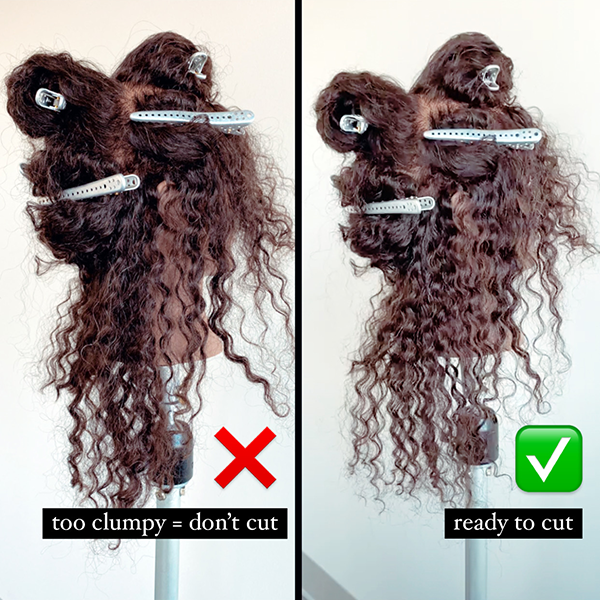 Cutting curly hair with clumps