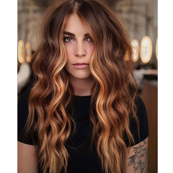 fall 2021 hair color trends pumpkin spice copper highlgihts