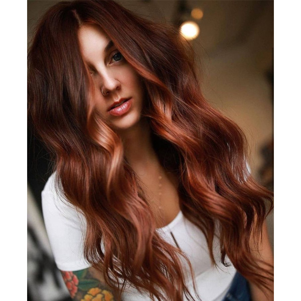 Trending Now: Cinnamon Red Balayage Hair Color