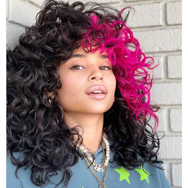 fall 2021 hair color trends color block pink