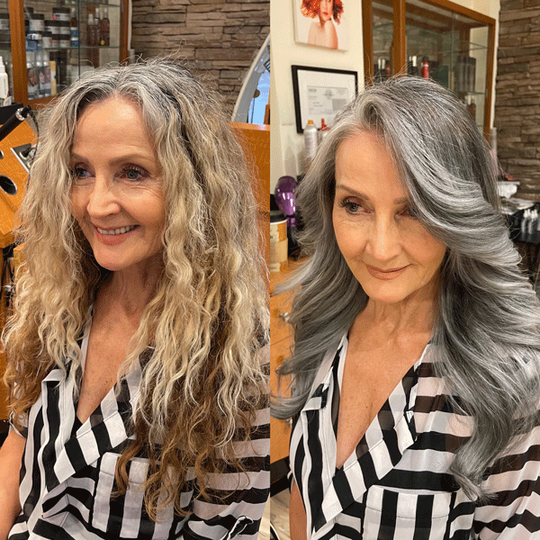 Extreme Color Correction: Damaged Blonde to Gray 