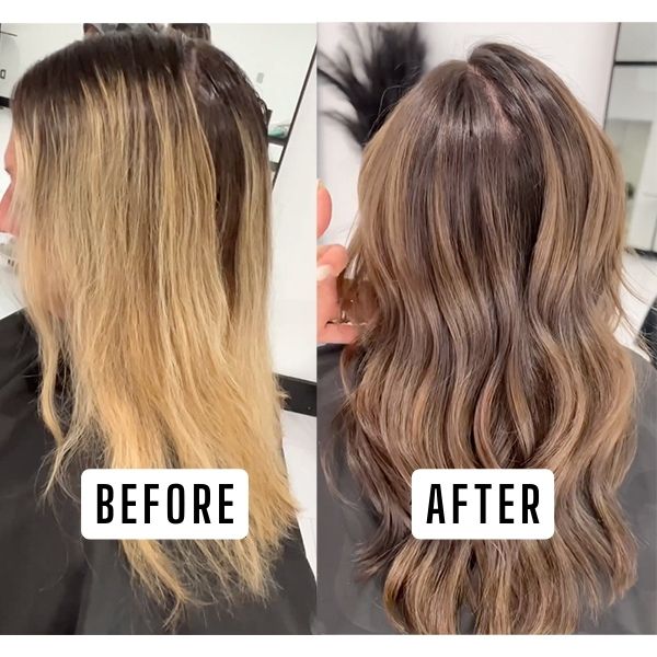 jessica scott before and after transformation brunette rich dimension moroccanoil color