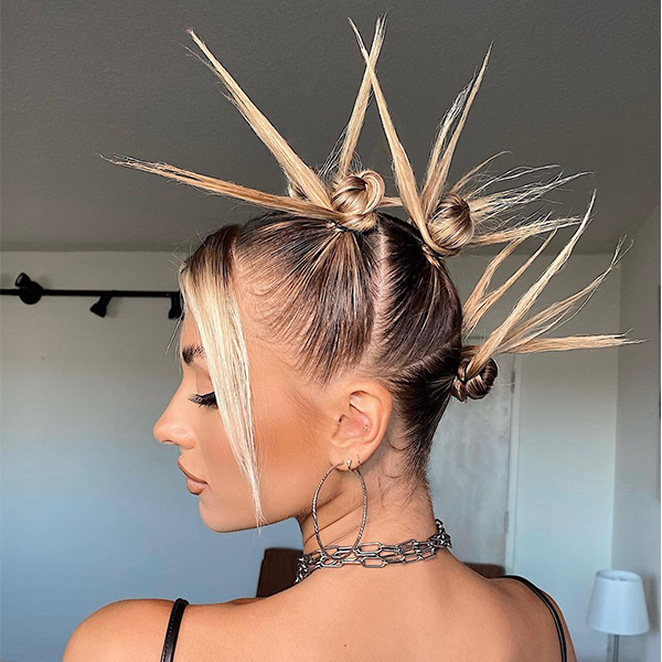 Trendy hairstyle hair trends styling trend 2023 hairwithlinda spiky updo