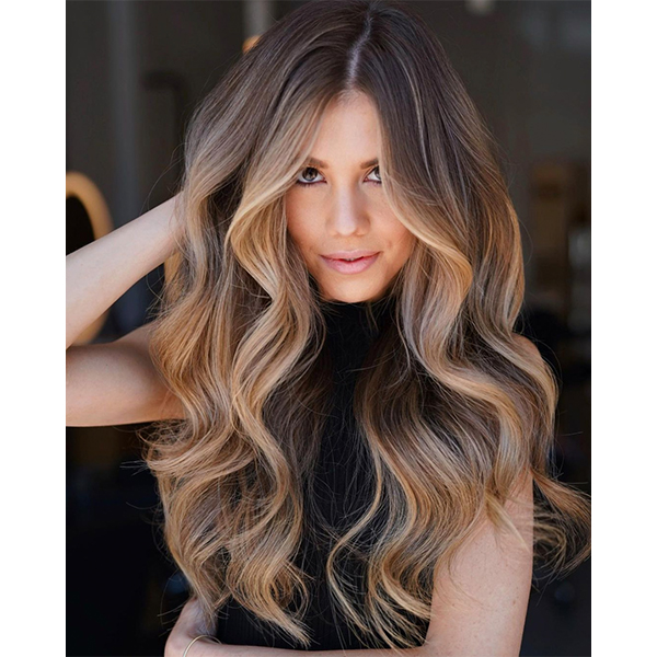 warm glow muted lived in balayage with low maintenance upkeep sara botsford color formulas redken shades eq root smudge teasylights and toner