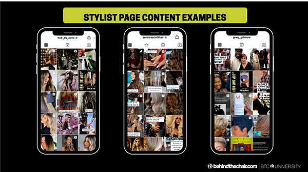 Haley Gable Instagram page content examples from stylists social media tips