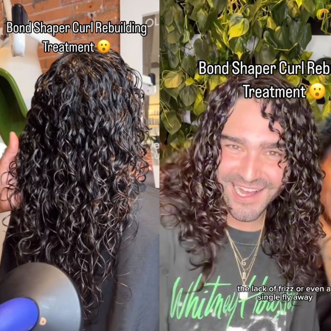 OLAPLEX Bond Shaper Treatment for curly wavy and coiled hair how to get defined frizz free curls in salon service @curlfactor christin brown