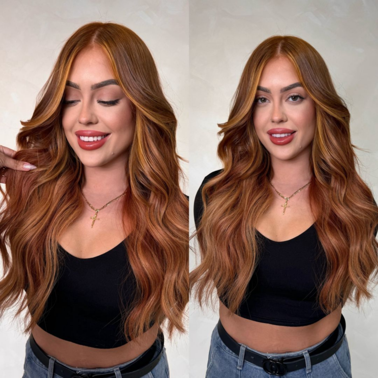 Trending winter hair color: copper money piece ginger pumpkin spice