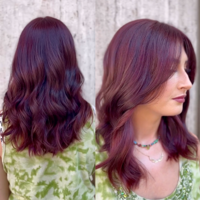 Trending winter hair color: Cherry cola pinot wine red